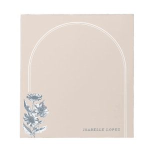 Vintage-Blumenbogen Notizblock - Beige