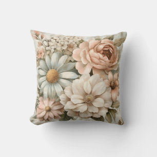 Vintage Blumenbouquet mit sanften Pastellblüten Kissen