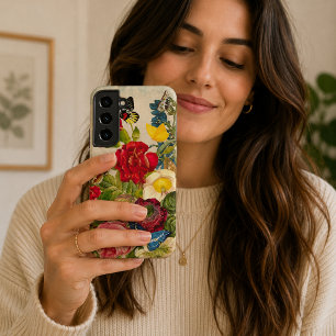 Vintage Blumenbouquet mit Schmetterlingen Samsung Galaxy Hülle