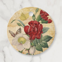 Vintage BlumenBouquet, rot und weiß Geschenkanhänger