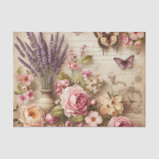 Vintage Blumenbouquet und Schmetterlinge Decoupage Seidenpapier
