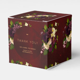 Vintage blumenburgundy goldene Hochzeit danke Geschenkschachtel
