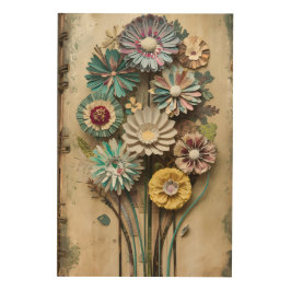 Vintage BlumenCollage: Eine zeitlose Schönheit Holzdruck