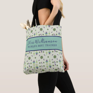 Vintage Blumencreme Lehrerin Tote Tasche