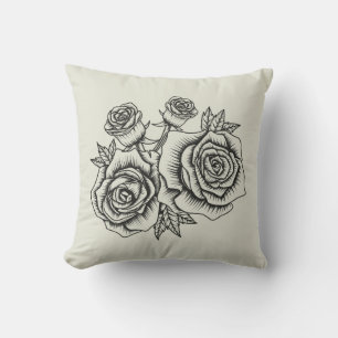 Vintage Blumendarstellung einer Blume der Rose Kissen