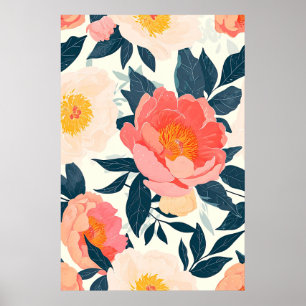 Vintage Blumendekoration Poster