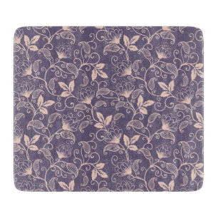 Vintage Blumendesign mit wirbelnden Reben Schneidebrett