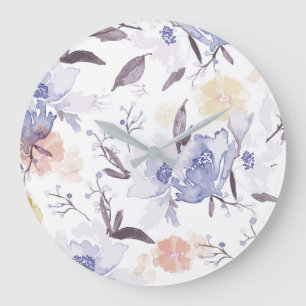 Vintage Blumendrucke 1 Große Wanduhr