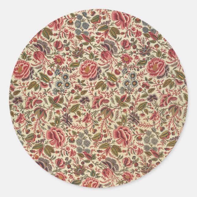 Vintage Blumendrucke Runder Aufkleber (Vorderseite)