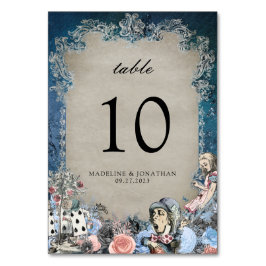 Vintage Blumendusty Blue Alice in Worderland Tischnummer