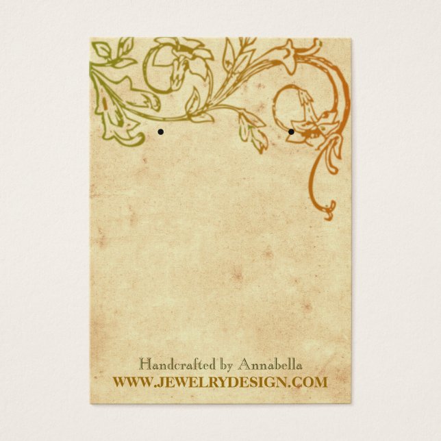 Vintage BlumenEarring-Holder Custom-Schmuckkarten (Vorderseite)