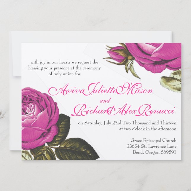 Vintage Blumenfarbe Einladung (Vorderseite)