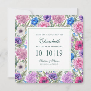 Vintage Blumenfarbe Peony - Bridesmaid Einladung