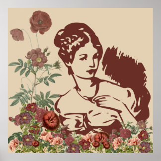 Vintage Blumenfrau Poster