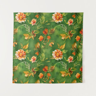 Vintage Blumengarten Aquarell Nahtloses Muster Wandteppich