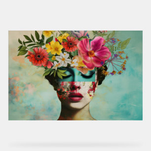 Vintage Blumengemälde Acrylschild