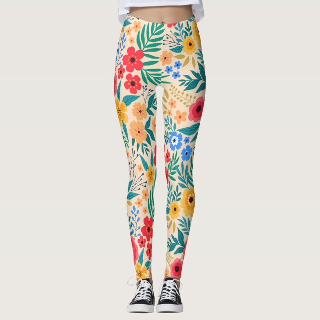 Vintage, blumengeschmückte Blume. Leggings (Vorderseite)