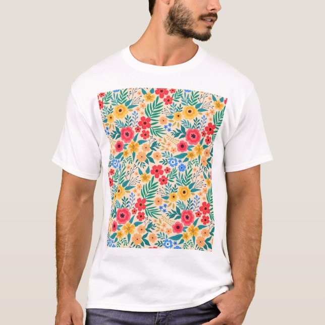 Vintage, blumengeschmückte Blume. T-Shirt (Vorderseite)