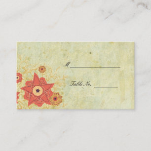 Vintage blumengeschmückte Hochzeitsplätze Platzkarte