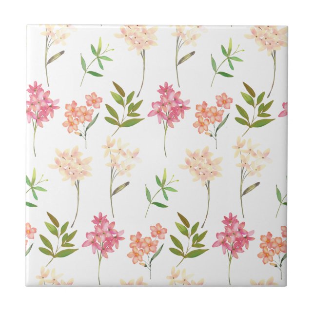 Vintage blumengeschmückte Hütte Traditionelle Blum Fliese (Vorderseite)