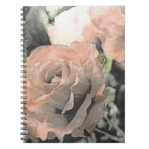 vintage Blumengestaltung Hintergrund mit hellrosa Notizblock