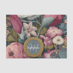 Vintage Blumengestaltung mit individuellem Namen Seidenpapier