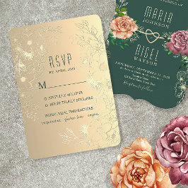 Vintage Blumengoldhochzeit RSVP Karte
