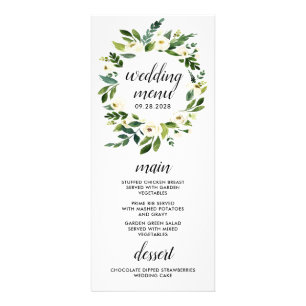 Vintage Blumengrün Elfenbeinküche Hochzeitskarte Werbekarte