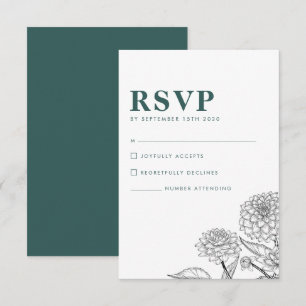 Vintage Blumengrün-Hochzeitkarte RSVP Karte