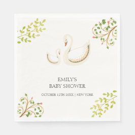 Vintage Blumengrün Schwan Babydusche Serviette