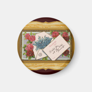 Vintage Blumengrüße Magnet