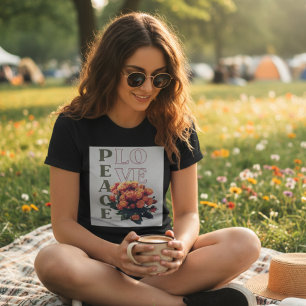 Vintage Blumenharmonie Frieden und Liebe T-Shirt