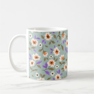 Vintage-Blumenhintergrund. Blumenmuster mit kle Kaffeetasse