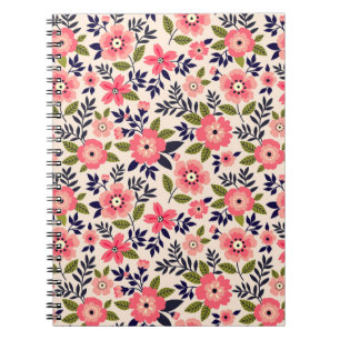 Vintage-Blumenhintergrund, kleine rosa Blumen. Notizblock