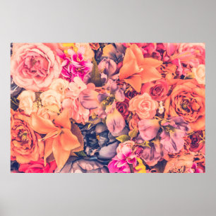 Vintage-Blumenhintergrund - Vintage-Filtervintage, Poster