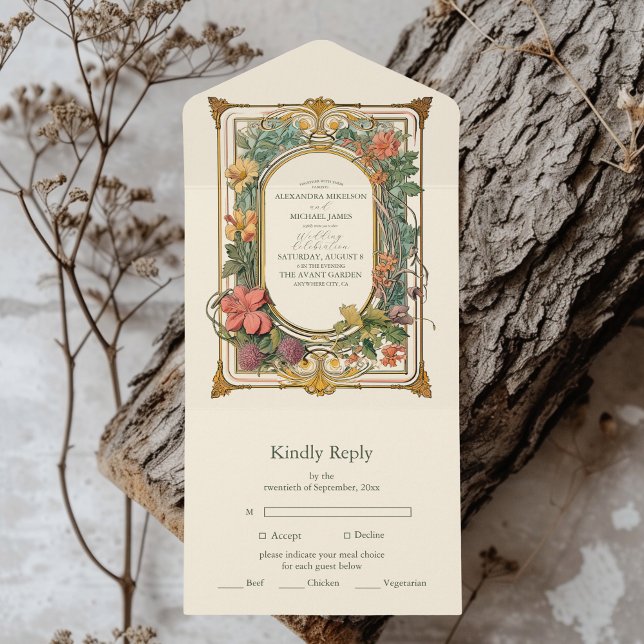 Vintage Blumenhochzeit All In One Einladung (Von Creator hochgeladen)