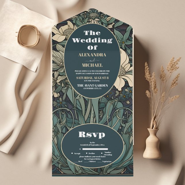 Vintage Blumenhochzeit All In One Einladung (Von Creator hochgeladen)