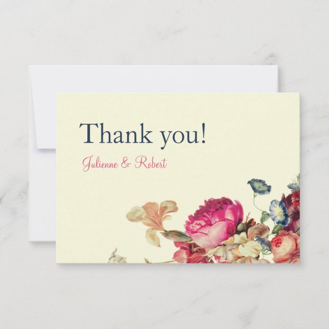 Vintage Blumenhochzeit Dankeschön-Karte Dankeskarte (Vorderseite)