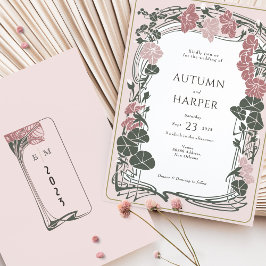 Vintage Blumenhochzeit Dusty Rose Sage Einladung