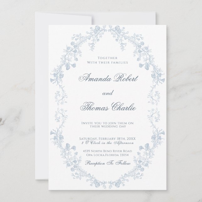 Vintage Blumenhochzeit Einladung (Vorderseite)