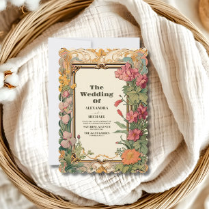 Vintage Blumenhochzeit Einladung