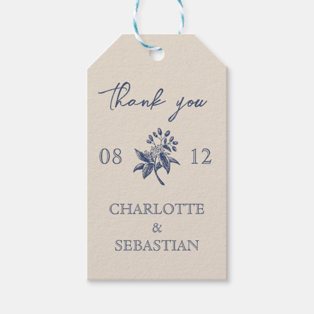 Vintage Blumenhochzeit Geschenkanhänger (Vorderseite)