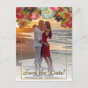 Vintage Blumenhochzeit im Herbst speichern das Dat Postkarte