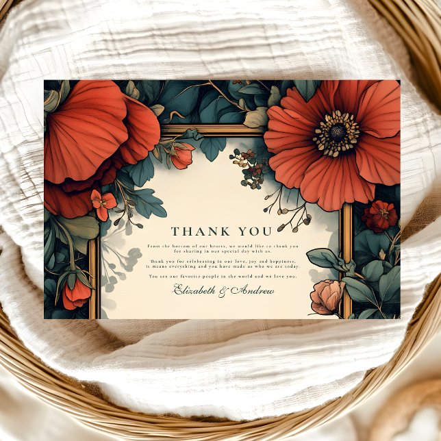 Vintage Blumenhochzeit Jugendstil Dankeskarte (Von Creator hochgeladen)