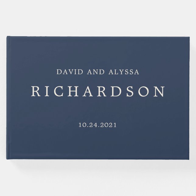 Vintage Blumenhochzeit | Marine und Creme Gästebuch (Vorderseite)