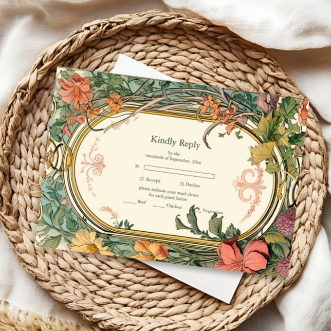 Vintage Blumenhochzeit RSVP Karte (Von Creator hochgeladen)