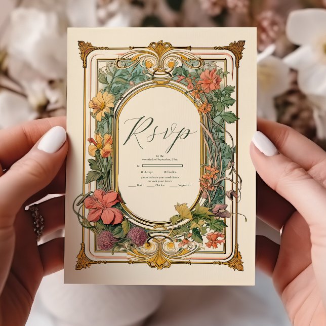 Vintage Blumenhochzeit RSVP Karte (Von Creator hochgeladen)