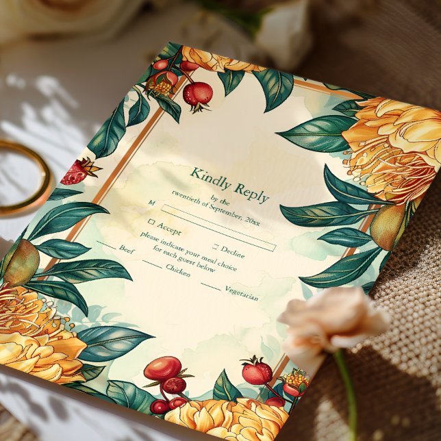 Vintage Blumenhochzeit RSVP Karte (Von Creator hochgeladen)