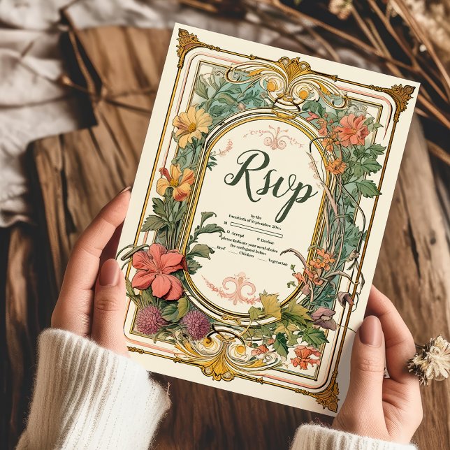 Vintage Blumenhochzeit RSVP Karte (Von Creator hochgeladen)