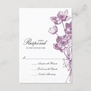 Vintage Blumenhochzeit RSVP / weiß Karte